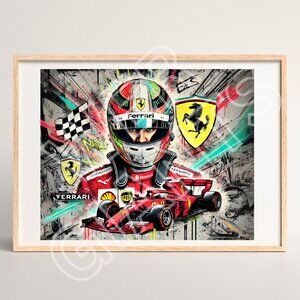 F1 FERRARI X LEWIS HAMILTON 20x16 ART PRINT